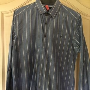 Kenneth Cole NY Shirt L Blue Stripe Dry Cleaned
